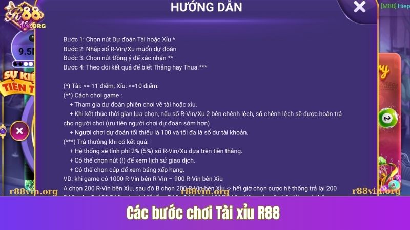 Các bước chơi Tài xỉu R88 