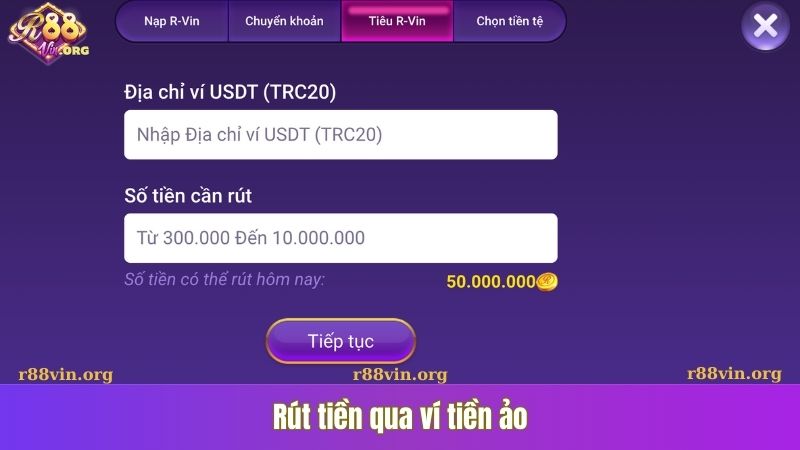 Rút tiền qua ví tiền ảo